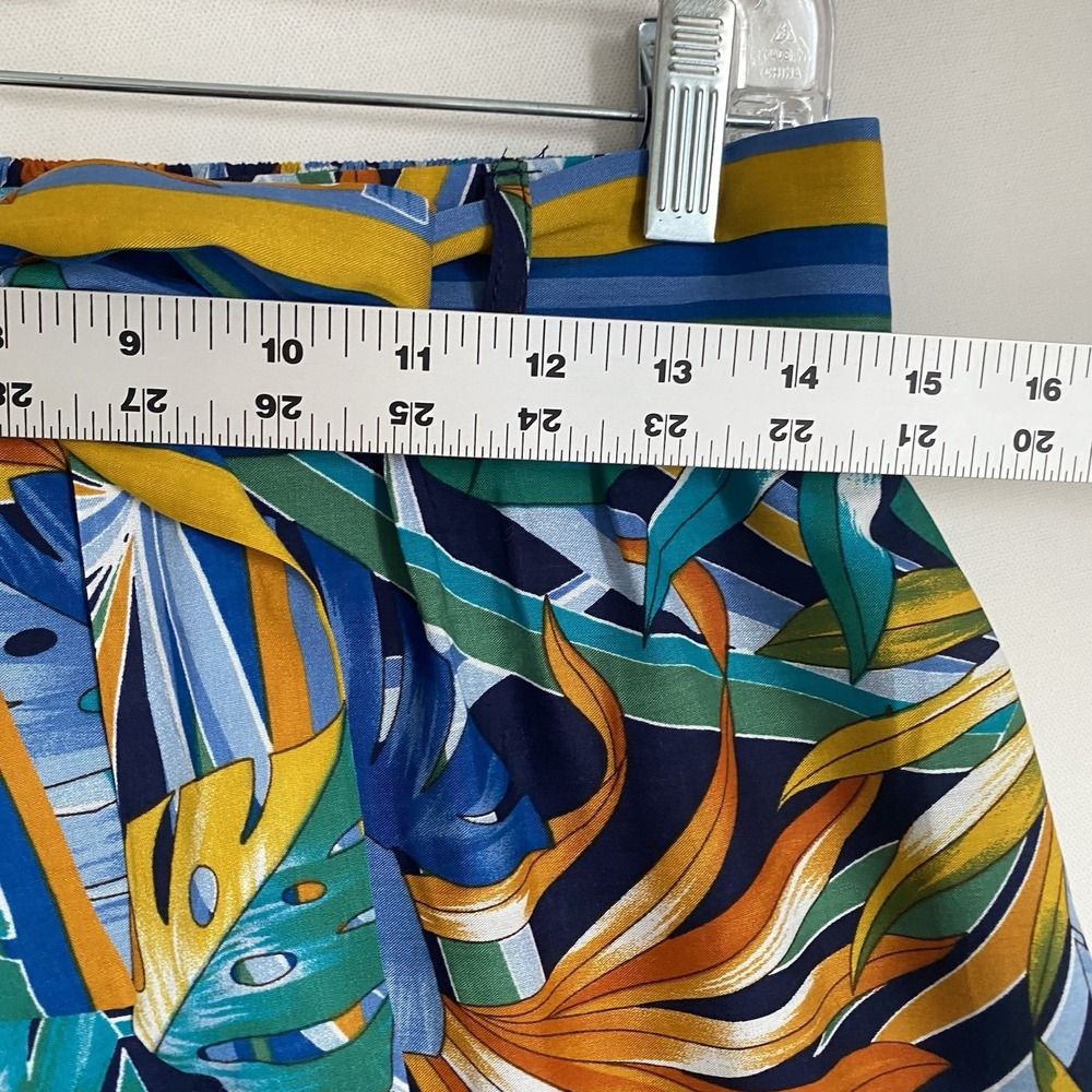 Tropical Multicolor Wide Leg Palazzo Pants Women L Belted Boho Beachy Summer - Picture 4 of 7